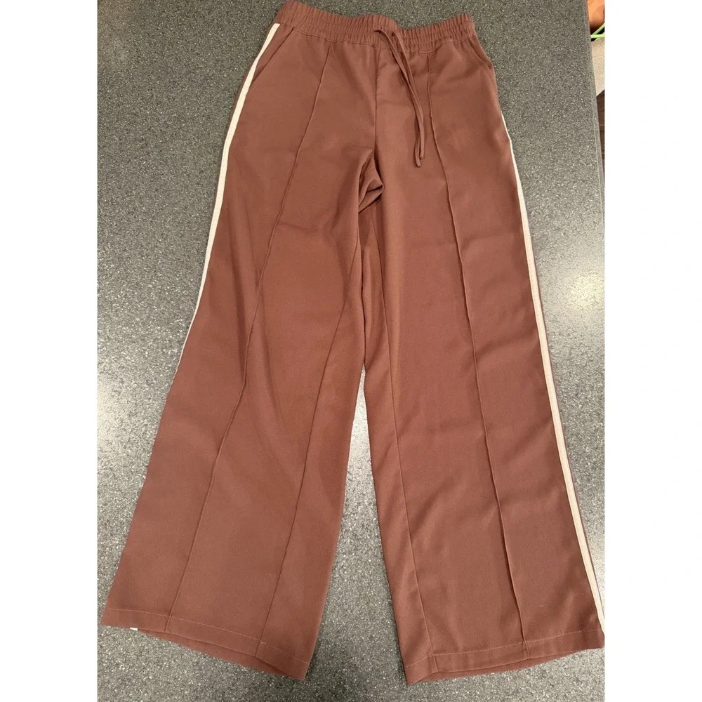Z Supply Saunders Track Pants Small Side Leg Stripes Brown - Picture 2 of 4